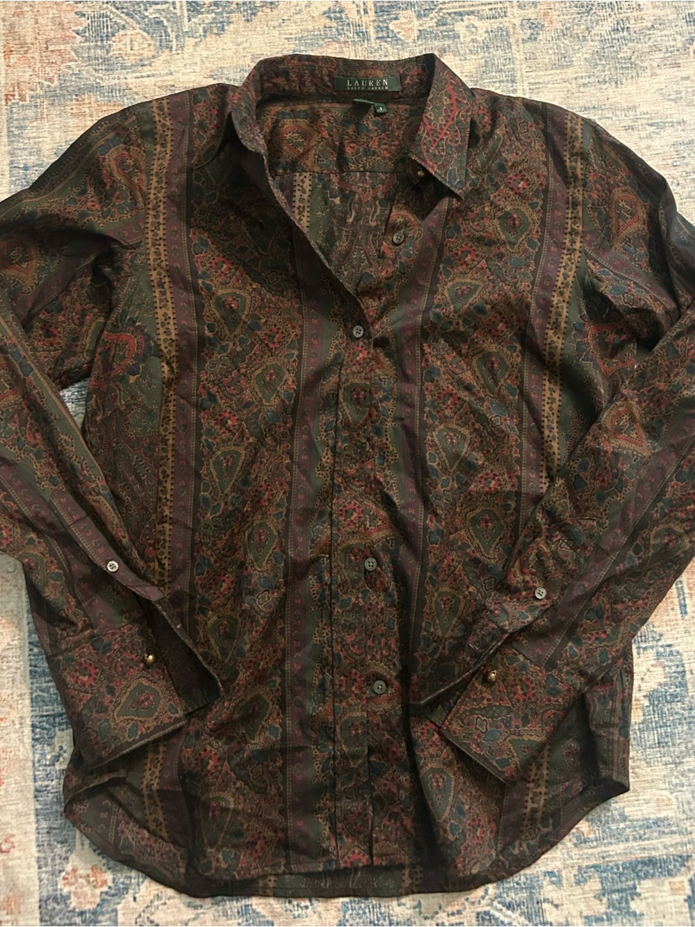 Lauren Ralph Lauren Women’s Paisley Button-Up Shirt in Brown